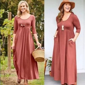 Matilda Jane Joanna Gaines Country Drive Rose Colored Maxi Dress Size Medium NWT